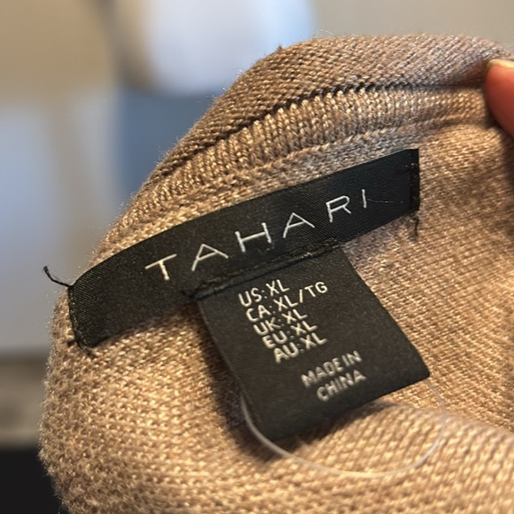 Tahari Tan Animal Tiger Print sweater - Picture 4 of 5